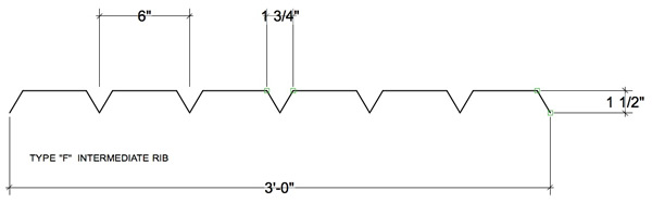Type F corrugated metal